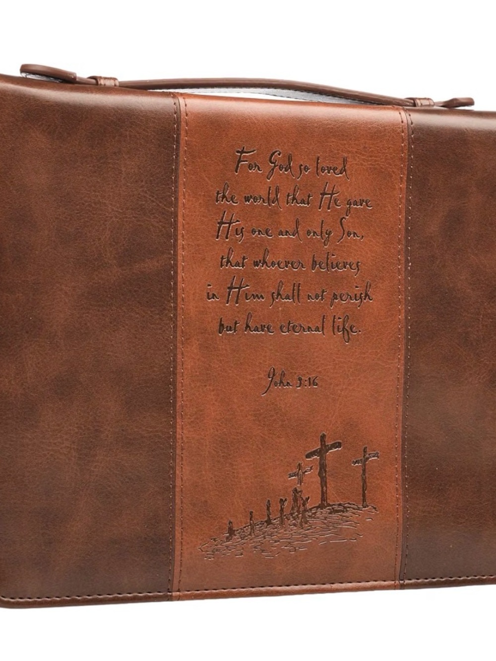 vegan leather Two-Tone Bible/Book Cover - John 3:16 (L - Picture 5 of 10
